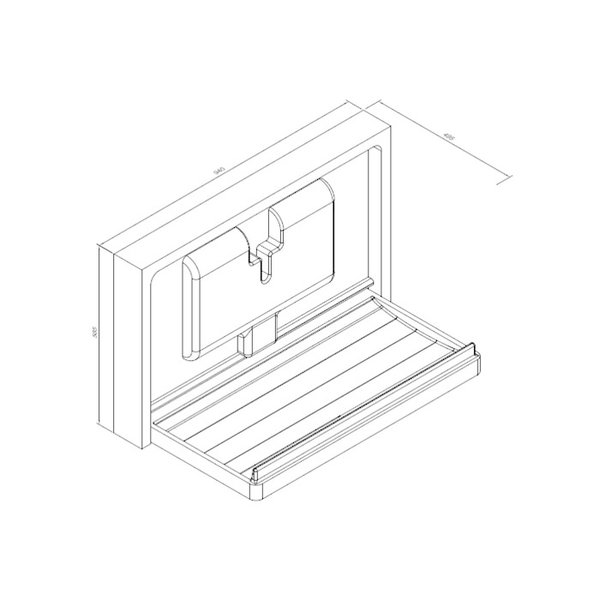 Babyverschoontafel | RVS | Opklapbaar (Horizontaal) | Inbouw | 940x495x585(h)mm