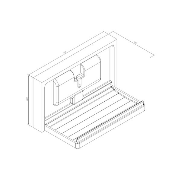 Babyverschoontafel | RVS | Opklapbaar (Horizontaal) | Inbouw | 905x495x520(h)mm