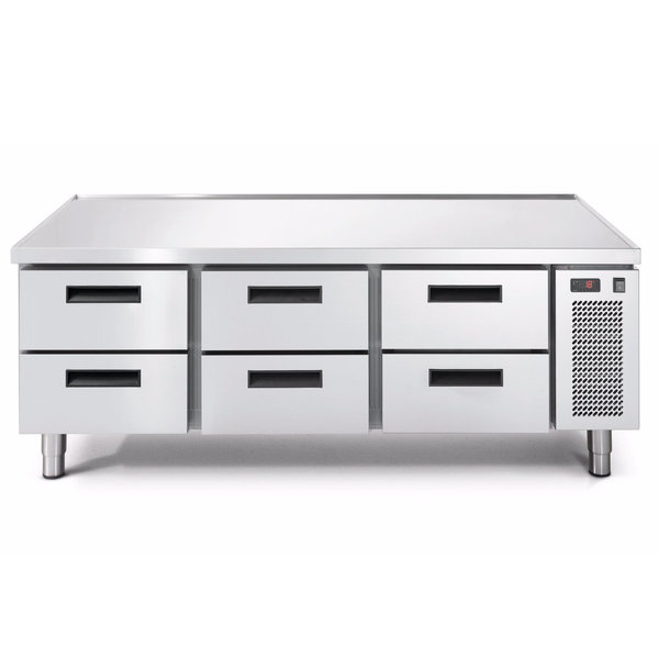 Koelwerkbank | LINEAR | Laag Model | 250L | 6 Laden (1/1 GN) | -2°C/+7°C | Geforceerd | 0.12kW | Verdiept Werkblad | 1600x685x613(h)mm