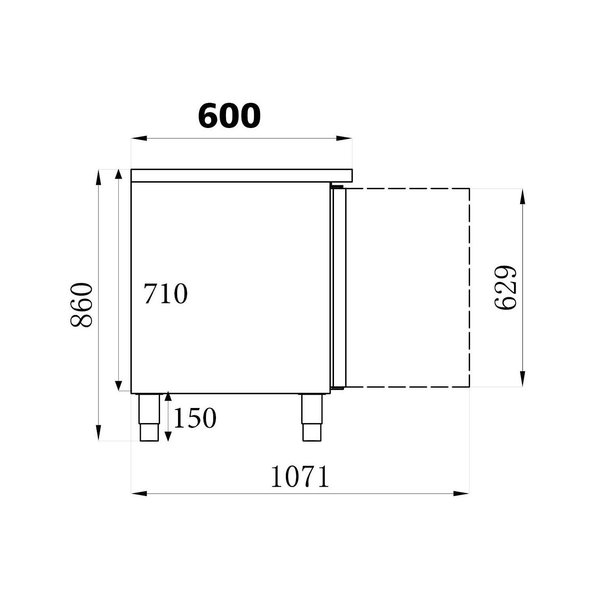 Koelwerkbank | 386L | 3 Deuren | +2°C/+8°C | Geforceerd | 1798x600x860(h)mm