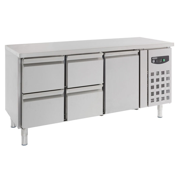 Koelwerkbank | 417L | 1 Deur + 4 Laden (1/1 GN) | +2°C/+8°C | Geforceerd | 1795x700x850(h)mm