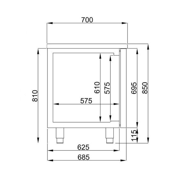 Koelwerkbank | PRO LINE | Energiezuinig | 474L | 3 Deuren (1/1 GN) | -2°C/+8°C | Geforceerd | 1785x700x850(h)mm