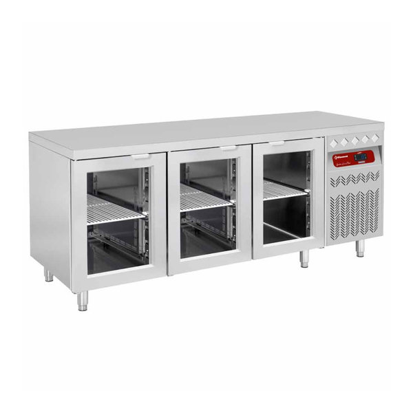 Koelwerkbank | 405L | 3 Glasdeuren (1/1 GN) | -2°C/+8°C | Statisch/Geventileerd | 0.25kW | 1795x700x866/960(h)mm