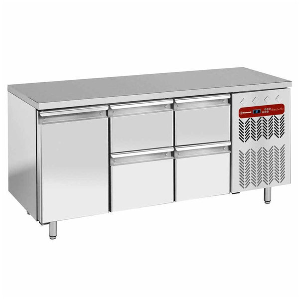 Koelwerkbank | Energiezuinig | 405L | 1 Deur + 4 Laden (1/1 GN) | -2°C/+8°C | Geforceerd | 0.36kW | 1805x700x880/900(h)mm