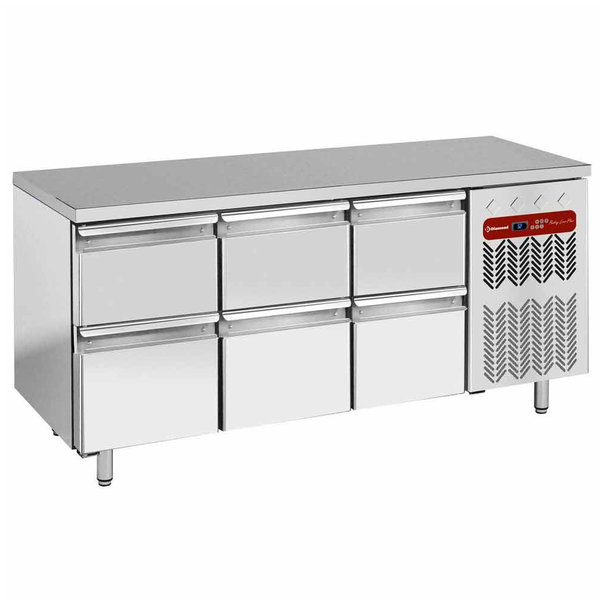 Koelwerkbank | Energiezuinig | 405L | 6 Laden (1/1 GN) | -2°C/+8°C | Geforceerd | 0.36kW | 1805x700x880/900(h)mm