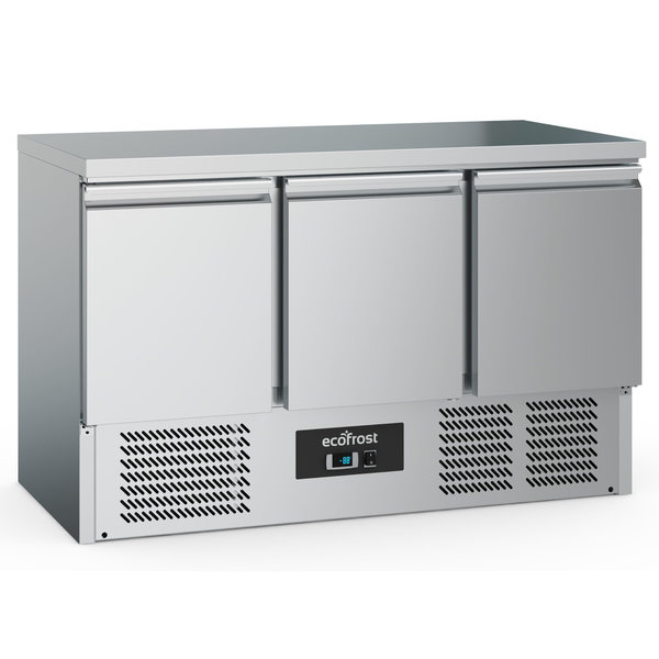 Koelwerkbank | 400L | 3 Deuren (1/1 GN) | +2°C/+8°C | Statisch + Ventilator | 1365x700x876(h)mm