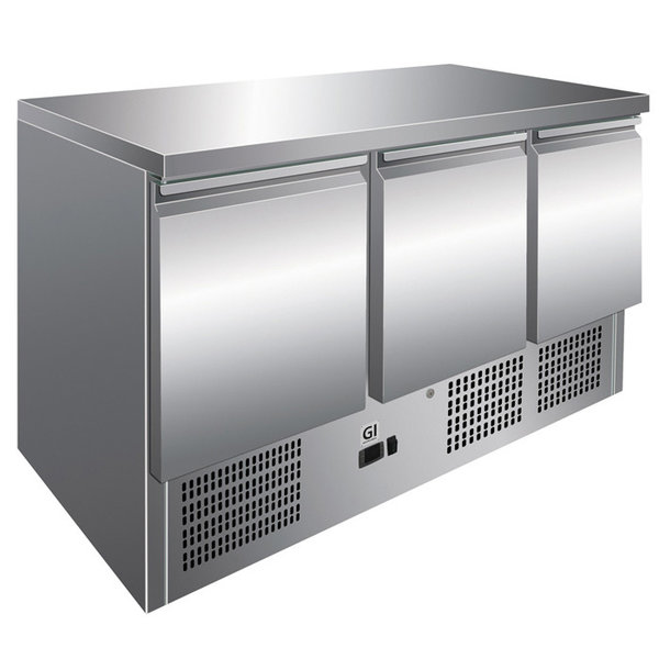 Koelwerkbank | 400L | 3 Deuren (1/1 GN) | +2°C/+8°C | Geforceerd | 0.24kW | Wielen | 1365x700x876(h)mm