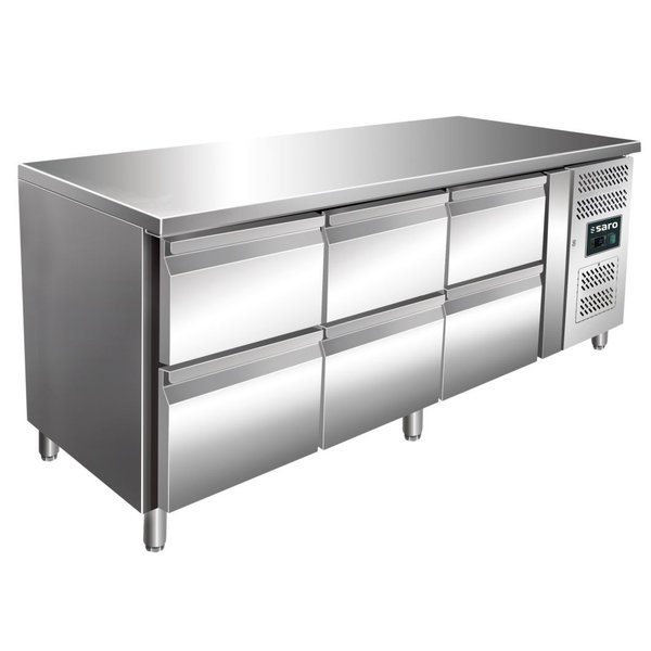 Koelwerkbank | 465L | 6 Laden (1/1 GN) | +2°C/+8°C | Geforceerd | 0.35kW | 1795x700x890/950(h)mm