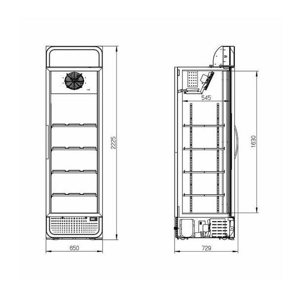 Koelkast | 410L | Wit/RVS | 0°C/+10°C | Geforceerd | 650x720x1990(h)mm