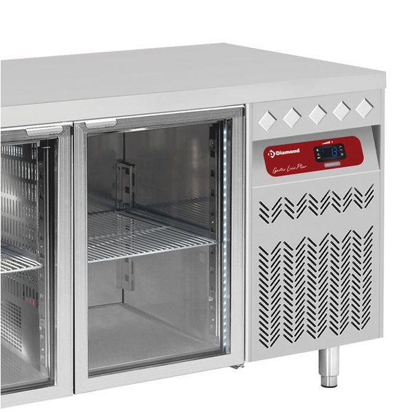 Koelwerkbank | 260L | 2 Glasdeuren (1/1 GN) | -2°C/+8°C | Geventileerd | 0.27kW | 1330x700x850/900(h)mm