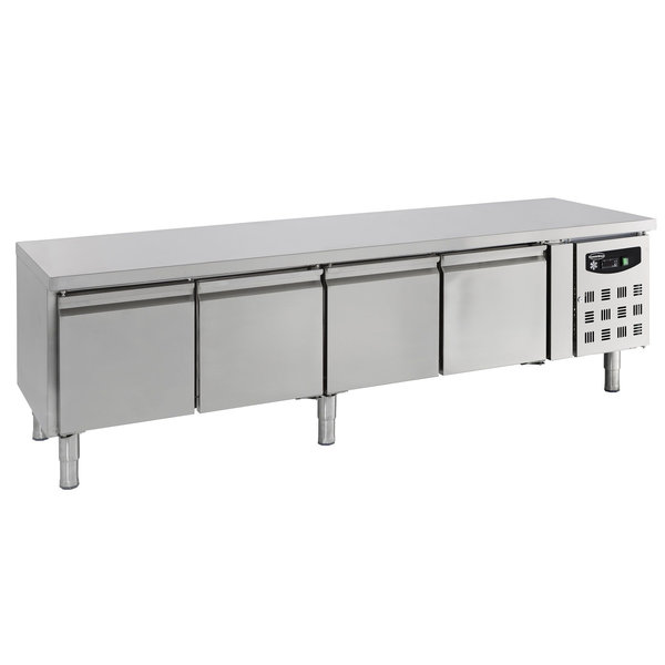 Koelwerkbank | STANDARD LINE | Laag Model | 380L | 4 Deuren (1/1 GN) | +2°C/+8°C | Geforceerd | 2230x700x650(h)mm
