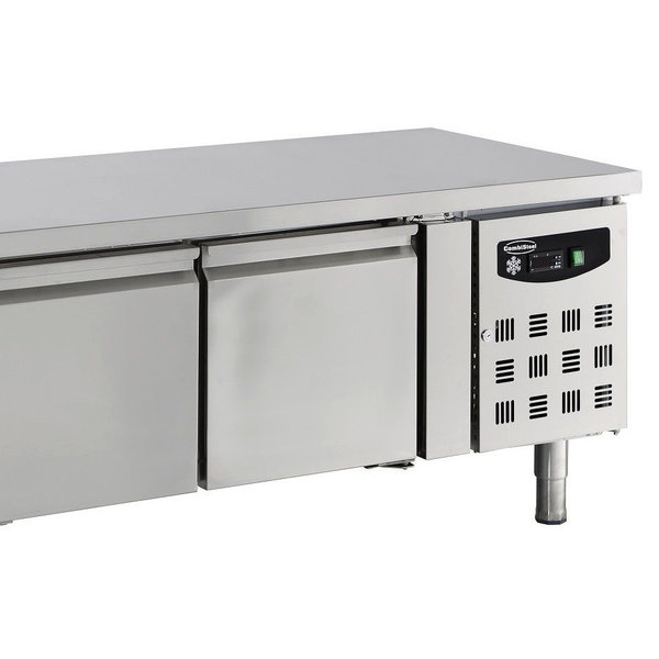 Koelwerkbank | STANDARD LINE | Laag Model | 380L | 4 Deuren (1/1 GN) | +2°C/+8°C | Geforceerd | 2230x700x650(h)mm