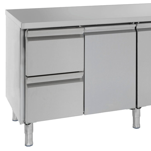 Koelwerkbank | 553L | 3 Deuren + 2 Laden (1/1 GN) | +2°C/+8°C | Geforceerd | 2230x700x850(h)mm