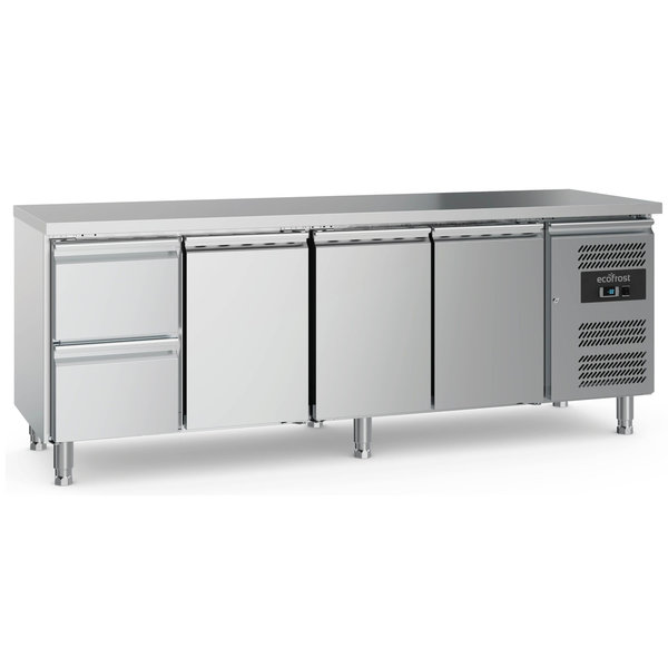 Koelwerkbank | 553L | 3 Deuren + 2 Laden (1/1 GN) | +2°C/+8°C | Geforceerd | 2230x700x850(h)mm