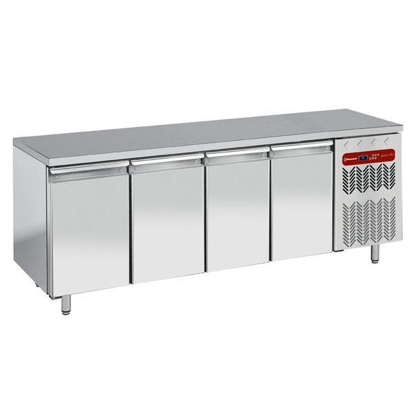 Koelwerkbank | Energiezuinig | 550L | 4 Deuren (1/1 GN) | -2°C/+8°C | Geforceerd | 0.36kW | 2250x700x880/900(h)mm