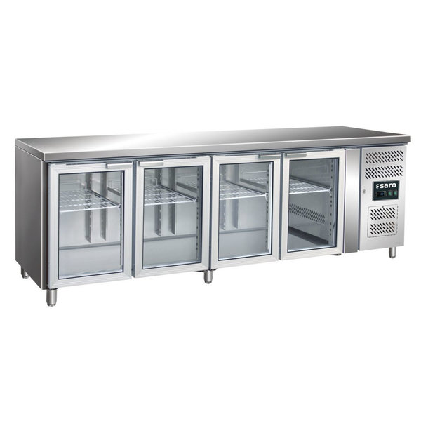 Koelwerkbank | 615L | 4 Glasdeuren (1/1 GN) | -2°C/+8°C | Geforceerd | 2230x700x890/950(h)mm