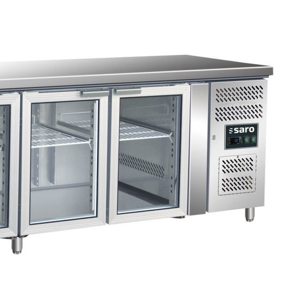 Koelwerkbank | 615L | 4 Glasdeuren (1/1 GN) | -2°C/+8°C | Geforceerd | 2230x700x890/950(h)mm