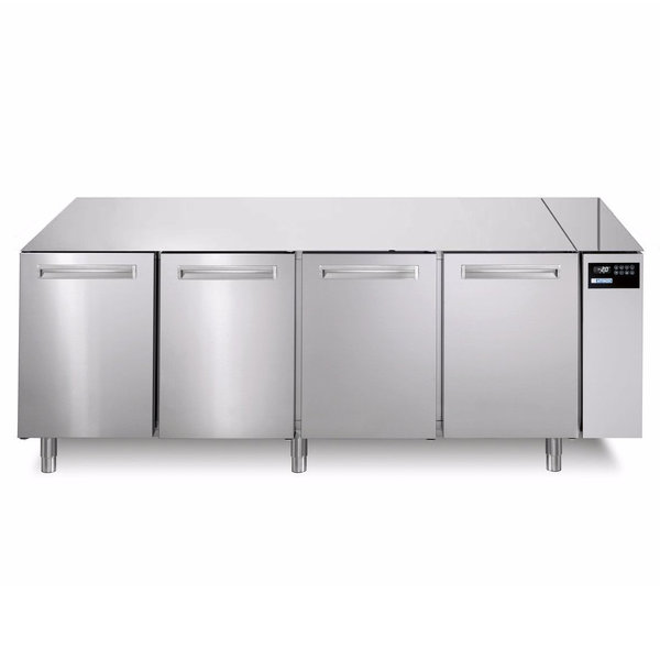 Koelwerkbank | SPRING | 550L | 4 Deuren (1/1 GN) | Voor Externe Koelunit | Zonder Werkblad | 2046x690x800(h)mm