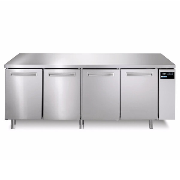 Bakkerij Koelwerkbank | SPRING | 770L | 4 Deuren (EN600x400) | Voor Externe Koelunit | 2420x800x850(h)mm