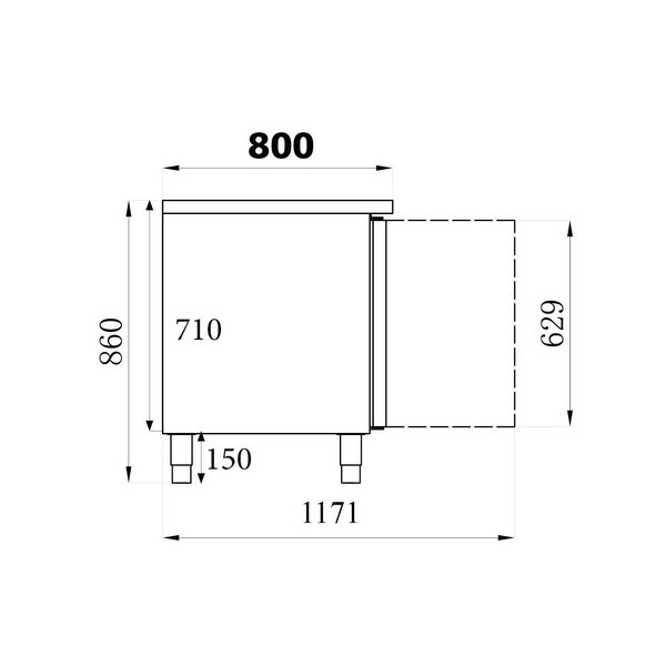 Bakkerij Koelwerkbank | STANDARD LINE | 635L | 3 Deuren (EN600x400) | +2°C/+8°C | Geforceerd | 2020x800x850(h)mm