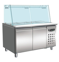 CombiSteel Saladette | STANDARD LINE | 428L | 2 Deuren (EN600x400) | Boven 4x 1/1 GN | -2°C/+8°C | Geforceerd | Glasopstand + Snijblad | 1510x800x860/1365(h)mm