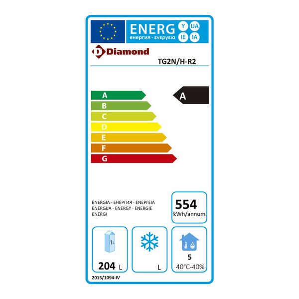 Koelwerkbank | Energiezuinig | 260L | 2 Deuren (1/1 GN) | -2°C/+8°C | Geforceerd | 0.36kW | 1355x700x880/900(h)mm