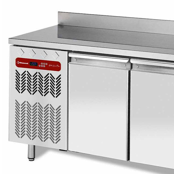 Koelwerkbank | GASTRO LINE | Energiezuinig | 260L | 2 Deuren (1/1 GN) | -2°C/+8°C | Geforceerd | Achteropstand | 1355x700x880/985(h)mm