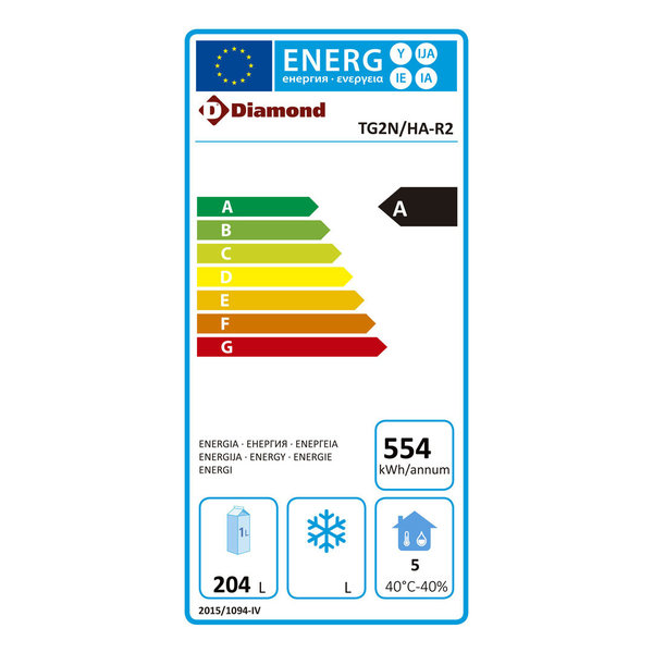 Koelwerkbank | Energiezuinig | 260L | 2 Deuren (1/1 GN) | -2°C/+8°C | Geforceerd | 0.36kW | Achteropstand | 1355x700x880/985(h)mm