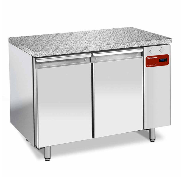 Bakkerij Koelwerkbank | 293L | 2 Deuren (EN600x400) | Voor Externe Koelunit | Natuursteen Werkblad | 1295x800x880/900(h)mm