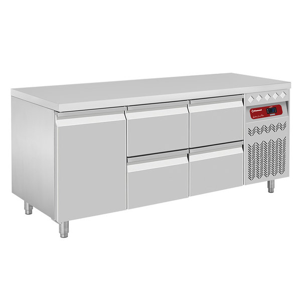 Koelwerkbank | 405L | 1 Deur + 4 Laden (1/1 GN) | -2°C/+8°C | Statisch/Geventileerd | 0.25kW | 1795x700x866/960(h)mm