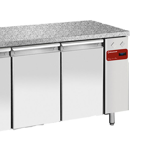 Bakkerij Koelwerkbank | 550L | 3 Deuren (EN600x400) | Voor Externe Koelunit | Natuursteen Werkblad | 1820x800x880/900(h)mm