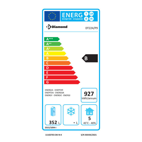 Koelwerkbank | 550L | 1 Deur + 6 Laden (1/1 GN) | -2°C/+8°C | Geventileerd | 0.38kW | 2260x700x866/960(h)mm