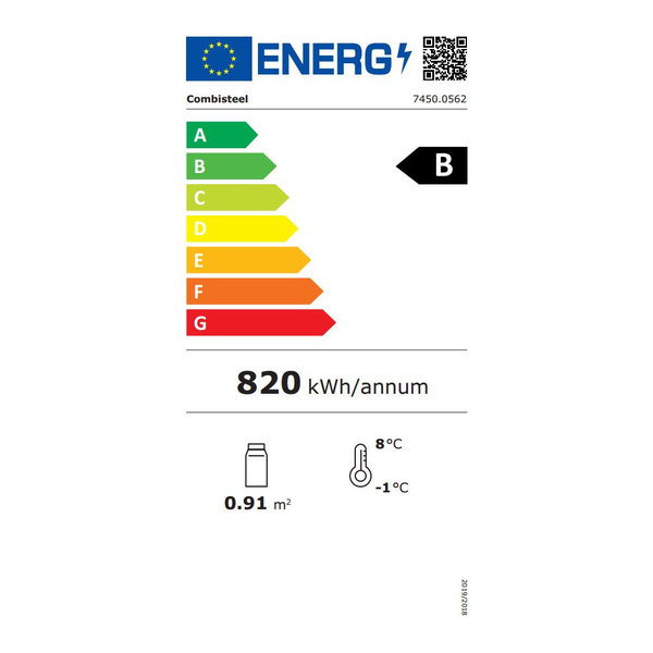 Koelkast | 630L (2/1 GN) | Wit | +2°C/+8°C | Geventileerd | 0.19kW | 777x695x1895(h)mm