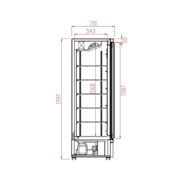 Koelkast | 600L | Zwart | 0°C/+10°C | Geforceerd | Wielen (Geremd) | 750x710x1997(h)mm
