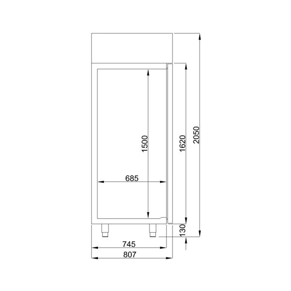 Koelkast | PRO LINE | 700L (2/1 GN) | RVS | -2°C/+8°C | Geforceerd | 700x810x2050(h)mm