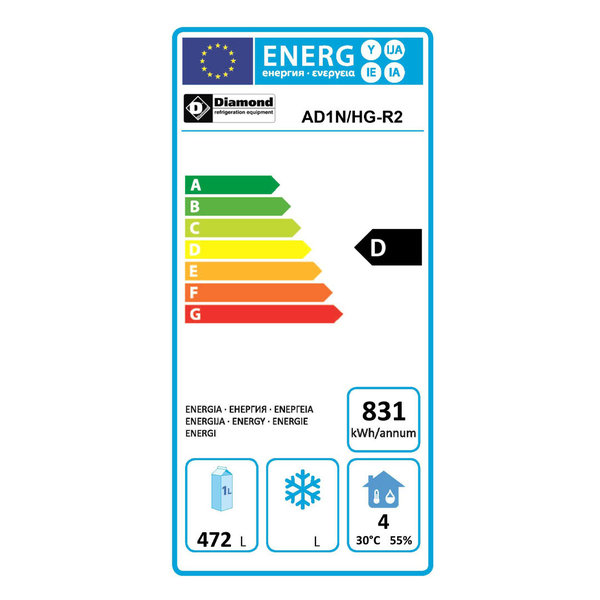 Koelkast | 700L (2/1 GN) | RVS | 0°C/+10°C | Geventileerd | 0.45kW | 770x820x2025(h)mm