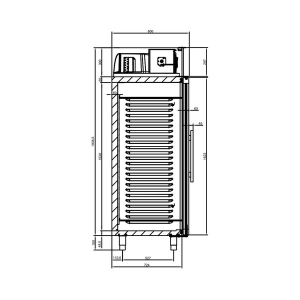 Koelkast | 700L (2/1 GN) | RVS | -2°C/+8°C | Geventileerd | 0.19kW | 685x800x2120(h)mm