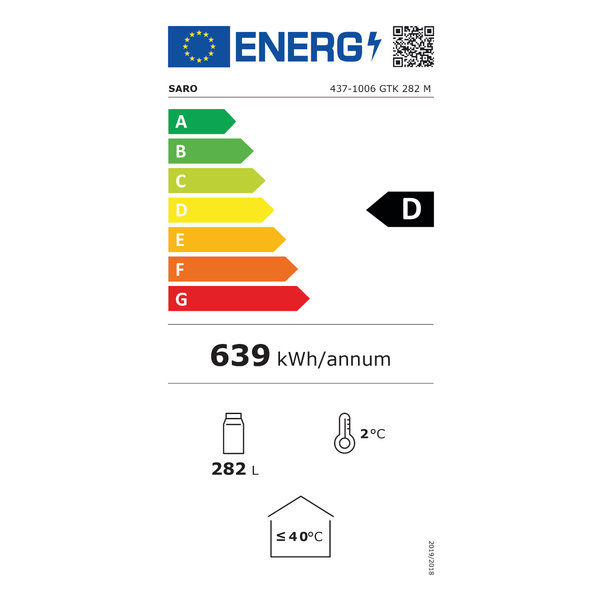 Drankenkoeling | 282L | Zwart/Wit | 0°C/+10°C | Statisch + Ventilator | Wielen | 530x590x1845(h)mm