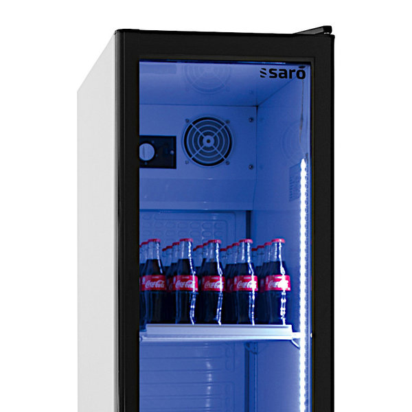 Drankenkoeling | 301L | Wit/Zwart | +2°C/+8°C | Statisch + Ventilator | Wielen (Geremd) | 448x680x1900(h)mm