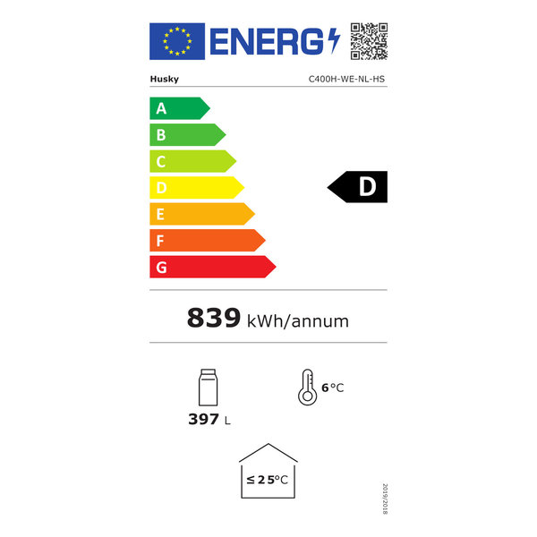 Koelkast | 397L | Zwart/Wit | 0°C/+10°C | Geforceerd | Wielen | 660x700x2135(h)mm