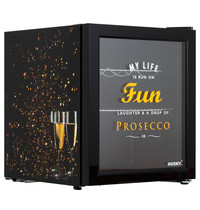 Husky Prosecco Minibar | 50L (10x 75cl) | Zwart + Prosecco Print | 0°C/+10°C | Statisch | 0.05kW | 430x470x510(h)mm