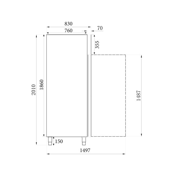 Koelkast | 650L (2/1 GN) | RVS | -2°C/+8°C | Geforceerd | 740x830x2010(h)mm