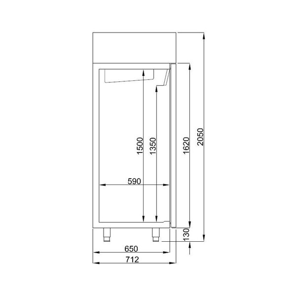 Koelkast | PRO LINE | 550L | RVS | -2°C/+8°C | Geforceerd | 700x710x2050(h)mm