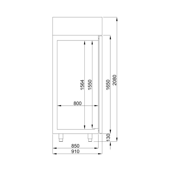 Bakkerij Koelkast | 850L (EN600x800) | RVS | -2°C/+8°C | Geforceerd | 0.3kW | 800x910x2080(h)mm