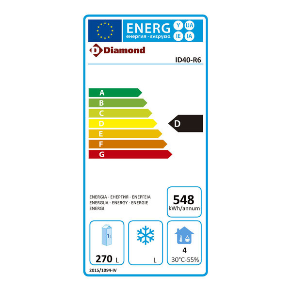Koelkast | 400L | RVS | 0°C/+8°C | Geforceerd | 620x620x1910(h)mm