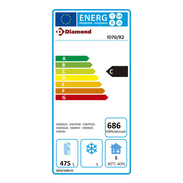 Koelkast | 700L (2/1 GN) | RVS | -2°C/+8°C | Geforceerd | 0.34kW | Wielen (Geremd) | 720x850x2070(h)mm
