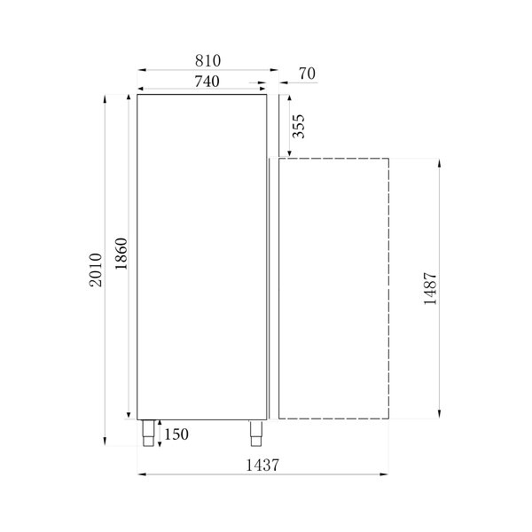 Koelkast | STANDARD LINE | 1200L (2/1 GN) | RVS | -2°C/+8°C | Statisch + Ventilator | Wielen (Geremd) | 1340x810x2010(h)mm