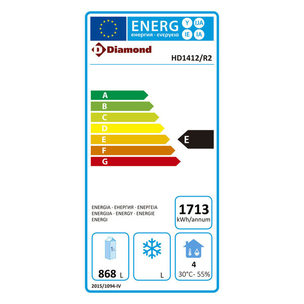 Koelkast | 1100L | RVS | 0°C/+8°C | Geventileerd | 0.56kW | 1385x720x2065(h)mm