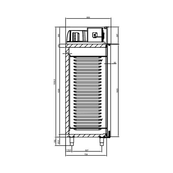 Koelkast | 1400L (2/1 GN) | RVS | -2°C/+8°C | Geventileerd | 0.5kW | Touchscreen | Voetbediening | 1340x800x2120(h)mm