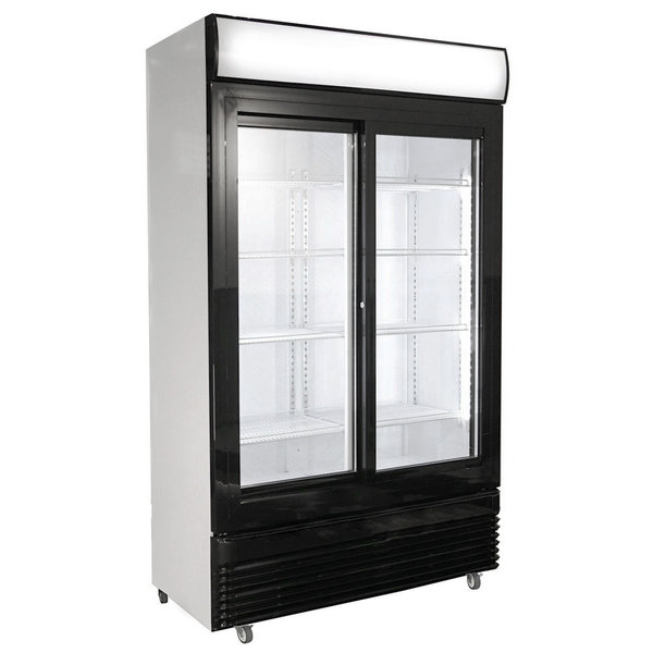 Koelkast | 750L | Zwart/Wit | +2°C/+10°C | Geforceerd | Schuifdeuren | Wielen (Geremd) | 1120x610x1965(h)mm